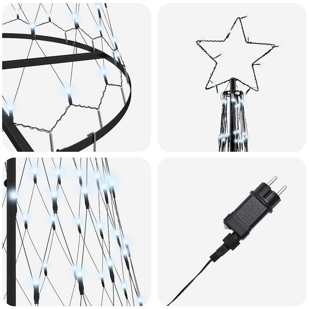 LED Christmas Tree Cool White 100.5 x 100.5 x 302.5 cm Metal